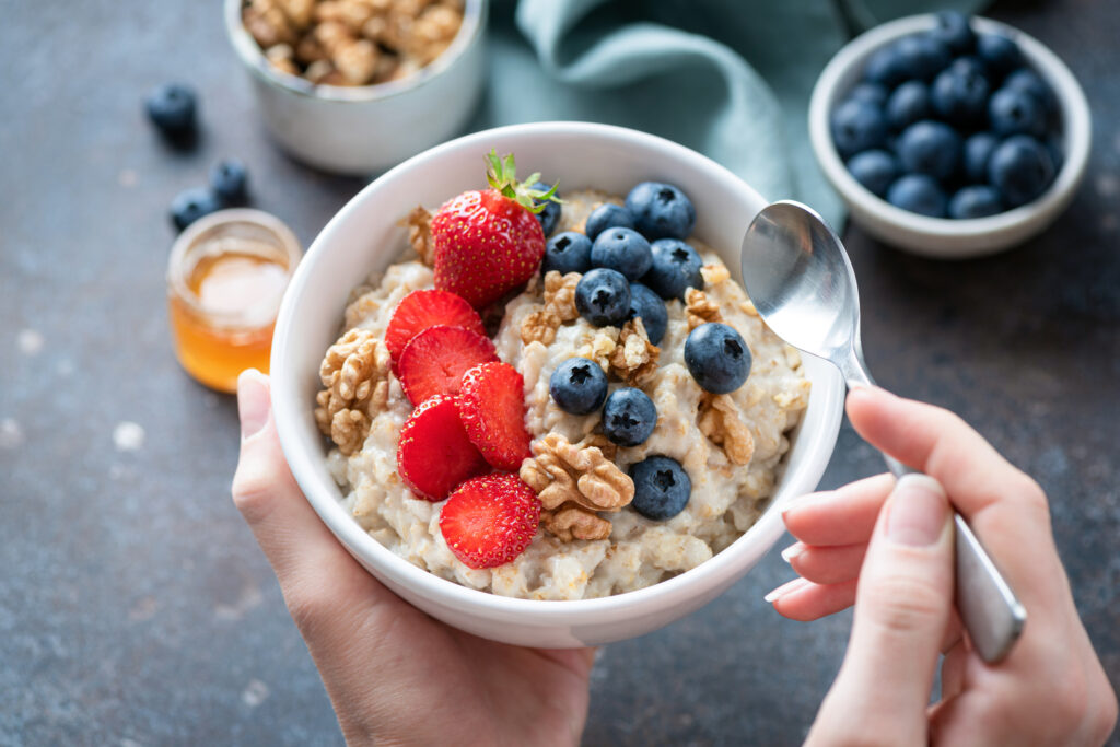 Eating breakfast